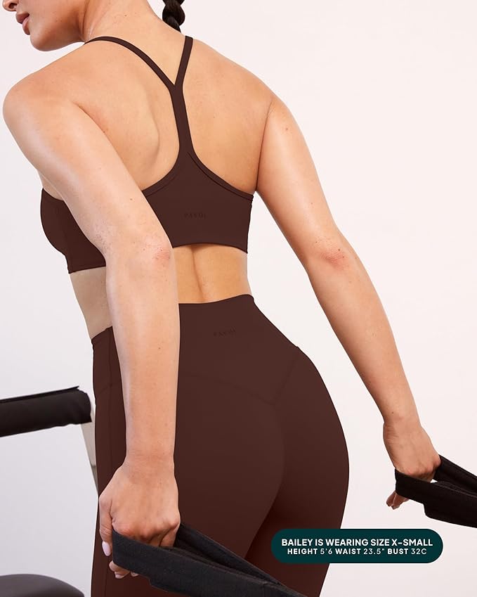 PAVOI ACTIVE Yoga Racerback Bras for Women - Buttery Soft Low Support Scoop Neck Y-Back Thin Strap Sports Bra - FlexFlow