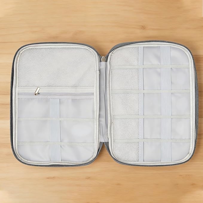 Yamrots Travel Cable Organizer, Electronic Organizer Travel Case, Portable Storage Bag for SD Card, Charger, Power Bank, Earphone (Grey)