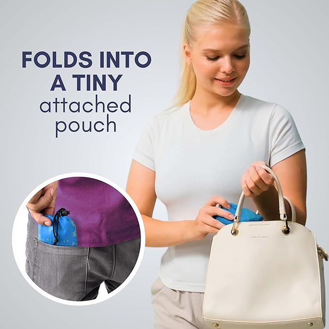 5 Pack Strong Reusable Grocery Bags Foldable into Tiny Pouch with Carry Case – Multi-Color bags makes Travel or Shopping Sorting Easy, Holds 55lbs, Washable, Durable, Packable