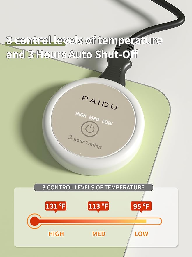 PAIDU Heated Mouse Pad Hand Warmers, Electric Warm Office Desk Mat, 31.5" x 13", 3 Control Levels Temperature 3 Hours Auto Shut-Off, Suitable for Home/Offices Computer Keyboard Pads (Green)