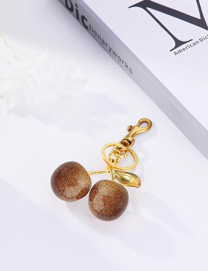 OVRUNS Cherry Bag Charm Cute Cherry Accessories Sparkling Purse Charms for Women