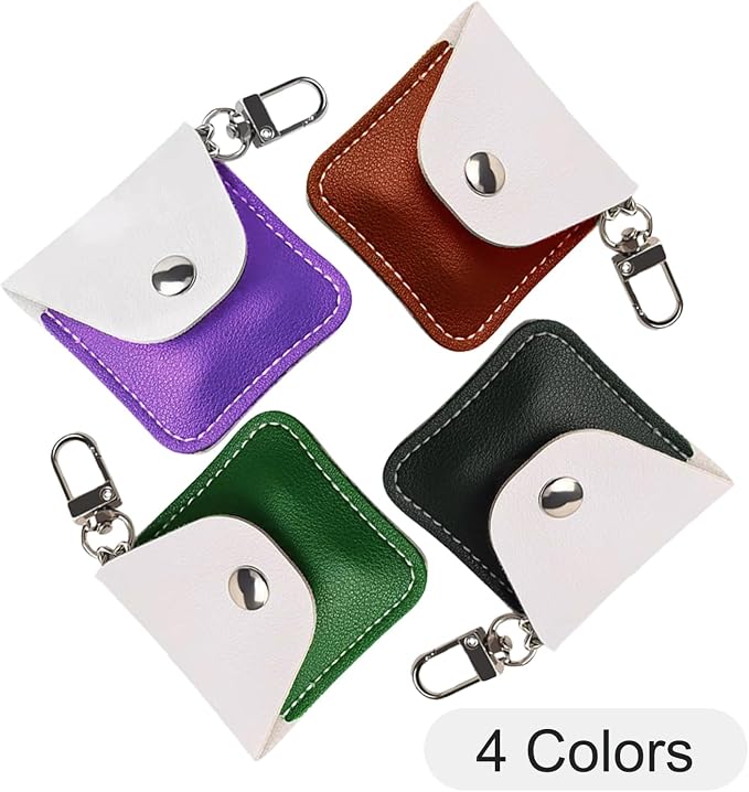 Leather Ring Holder Keychain for Gym, Portable Jewelry Travel Ring Keeper Case for Wedding ring and Necklaces