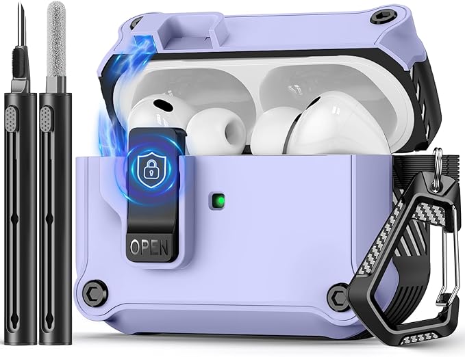 Pohgelan Compatible with AirPods Pro 3 Case,Magnetic Automatic Lock with Cleaning Kit,Compatible with Magsafe Cover-Purple