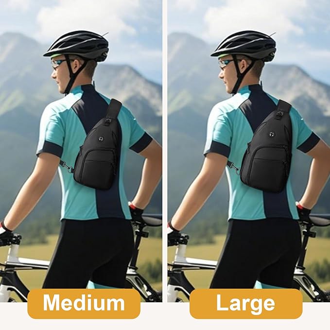 Pritent Crossbody Bags for Women Man Waterproof Sling Bag Backpack Trendy Casual Cross Body Bag with Convertible Shoulder Strap Chest Bag for Camping Hiking Travel Essentials (Black, Medium )