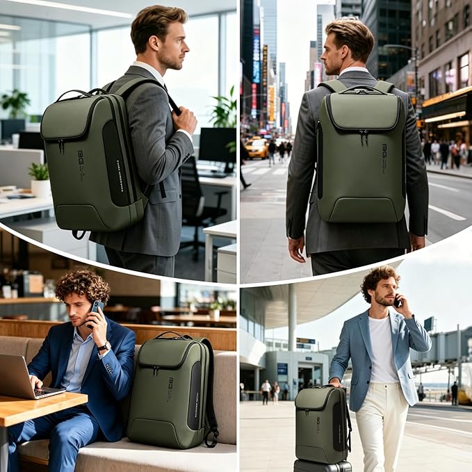 BANGE Men's Laptop Backpack for 17.3Inch Notebook,Airline Approved Travel Backpacks,Business High Tech Backpack with Water Bottle, Work Business Backpacks for Men and Women