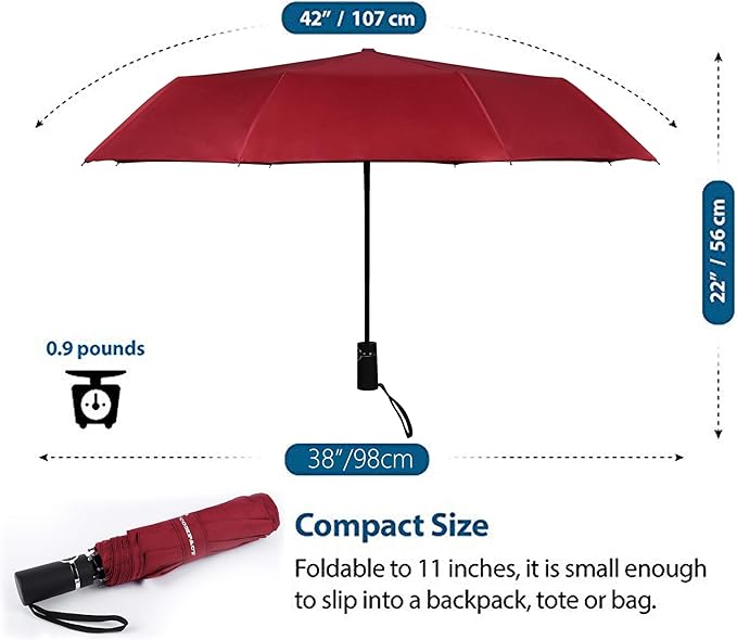 SY COMPACT Travel Umbrella for Rain, Windproof Automatic Compact Umbrella, UV Sun Protection, Lightweight Waterproof Travel Size for Backpack & Car, Factory Direct