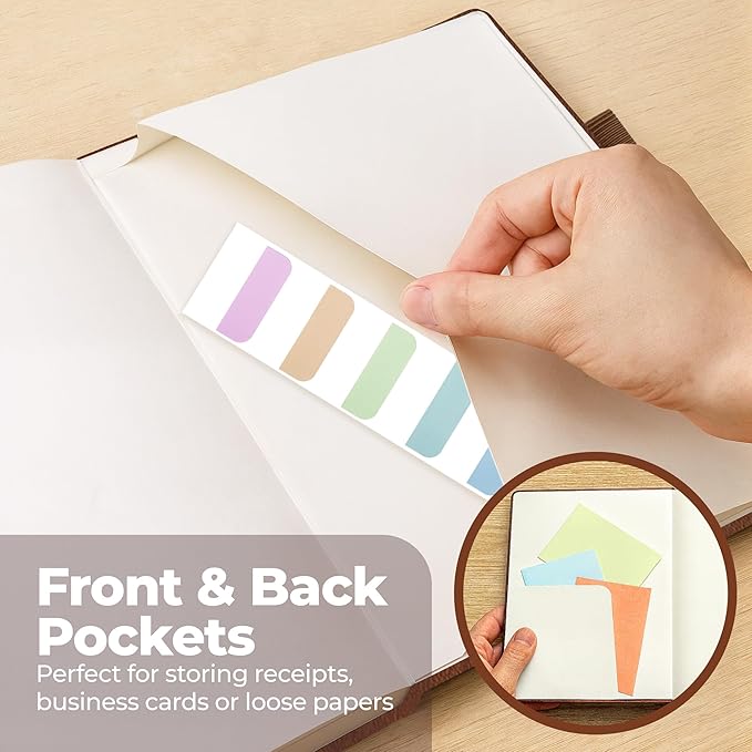 3 Pack Classic Hardcover Lined Notebooks - 8.5x11" A4 Leather Journal with 200 Pages, Sticky Tabs, Pockets, Pen Loop & Ribbon Bookmarks - Large Notebooks for Work, School, Journaling - Campus Notebook