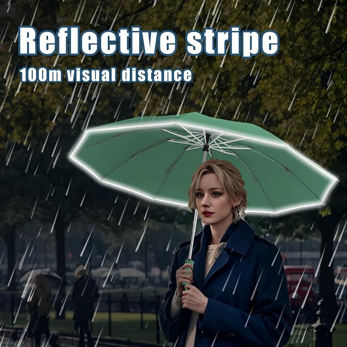 Fogkey Large Windproof Travel Umbrella - Reverse Auto Folding Car Umbrella for Rain and Sun, Compact Inverted Design with Waterproof Canopy, 10 Durable Ribs, Fits Backpack, Portable for Women & Men