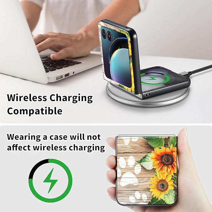 for Motorola Razr Plus 2025 Case,for Razor Plus 2025 Phone Case Cute Slim Hard PC Ultra-Thin Anti-Scratches Shockproof Protective Cover,Sunflower Wood Paw