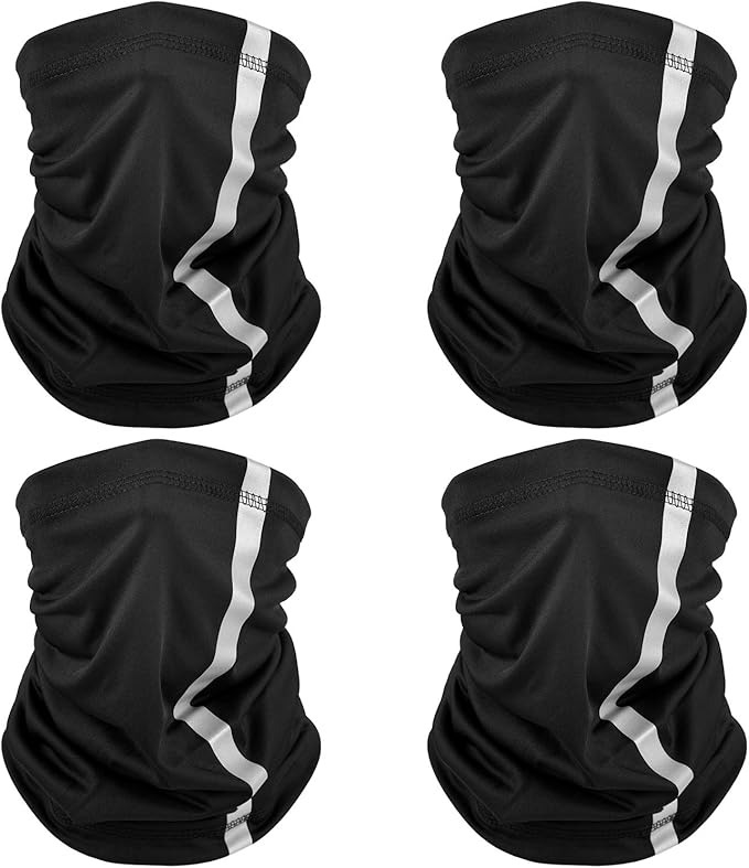 SATINIOR 4 Pcs Neck Gaiter Face Mask for Men Reflective Face Cover Scarf Summer UV Sun Protection Balaclava Bandana for Work