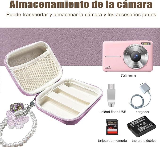 STARGAZ Digital Camera Case,suitable for camera case small such as CAMKORY/KODAK PIXPRO FZ45/FZ55/Canon PowerShot ELPH/HS,etc.Compact digital camera bag, can also store such as SD cards (Purple)