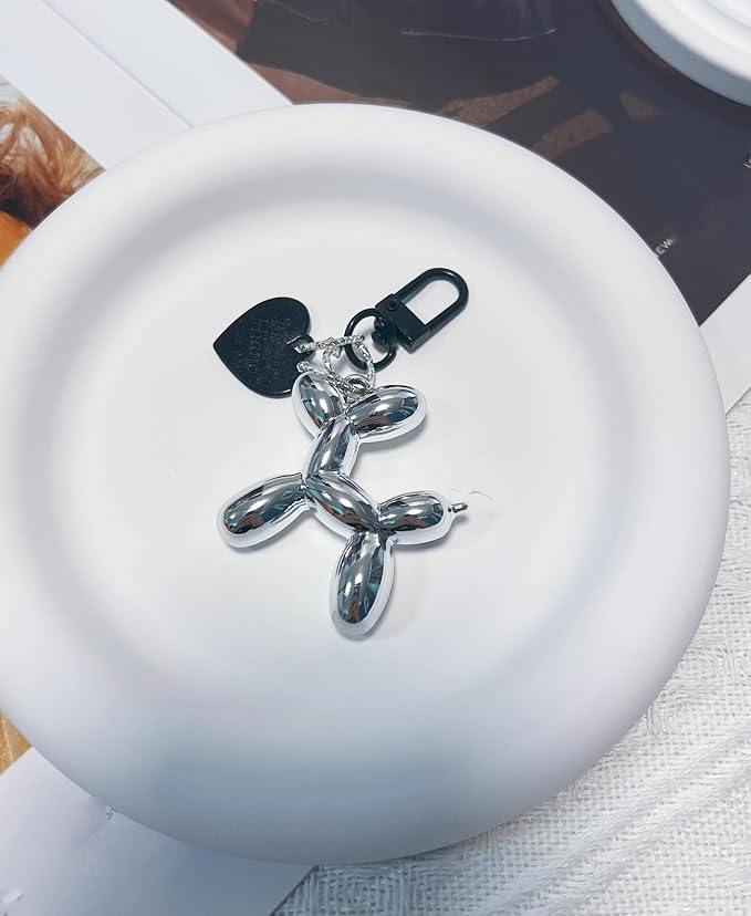 LAEKOU Jelly Balloon Dog Design Keychain for Women, Cute Girls Key Chain, Bag Charms Accessories for Car Purse Backpack