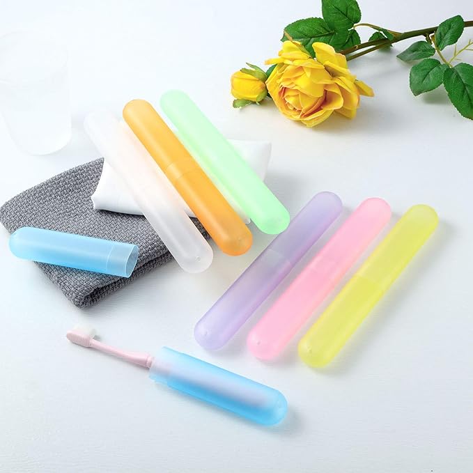 Boao 20 Pcs Travel Toothbrush Case Holder, Portable Toothbrush Storage, Classroom Pencil Case for Kids, Assort Color Toothpaste Cover Protector for Travel Use (Bright Color)