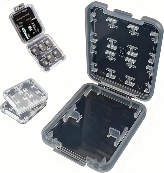 2 Pack SD Card Storage Case – 8-in-1 Hard Plastic Holder for Micro SD/SDHC/TF/MS Cards – Compact, Reusable Memory Card Organizer (Cards Not Included)