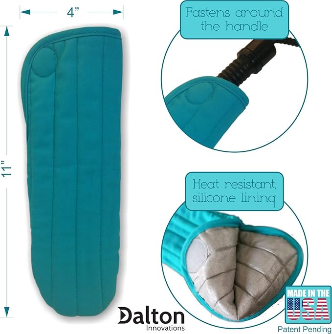 Case/Cover [Heat Resistant] for Curling Irons, Flat Irons or Straighteners, and Styling Irons, Silicone Coated Lining and Quilted Cotton Pouch for Travel, Gym, or Home [Teal]