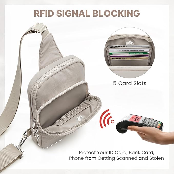 G4Free Small Sling Bag for Women, Anti Theft RFID Blocking Mini Crossbody Purse for Travel, Khaki