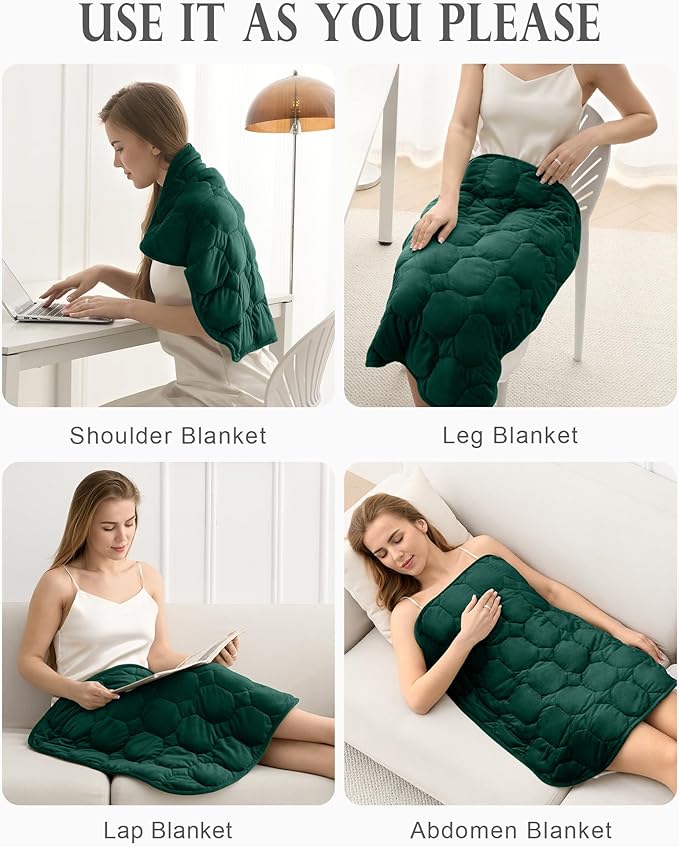 Cottonblue Weighted Lap Blanket Pad 5 lbs 29" x 33", Cozy Luxury Crystal Velvet Weighted Blanket for Adults Teens, Small Weighted Blanket Throw All Season for Travel Relaxation Sleeping, Green Blanket