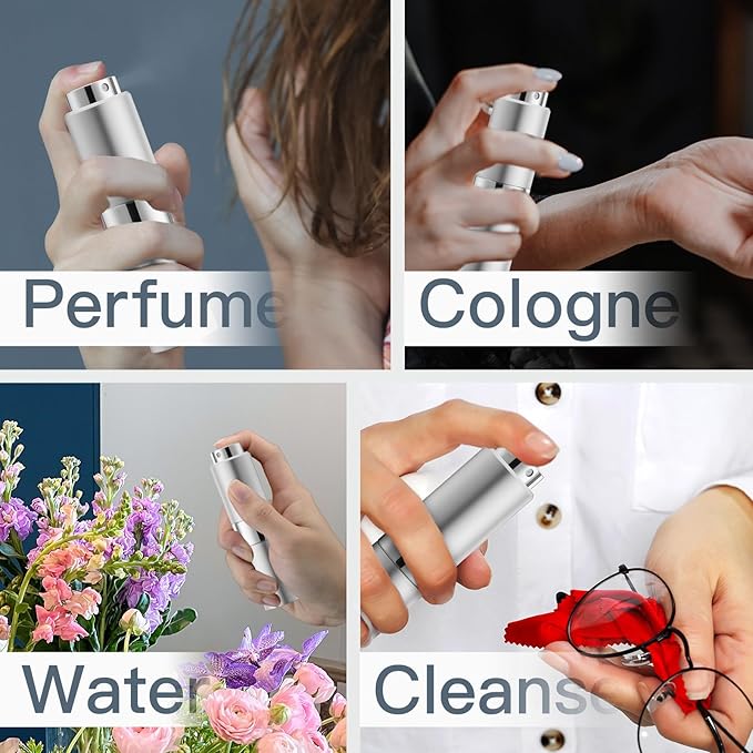 Cologne Travel Bottle 20ml - Large Size Perfume Atomizer Refillable for Men - Pocket Empty Fragrance Sprayer for Refill - 0.67oz Portable Twist Spray Sample Container for Purse Silver