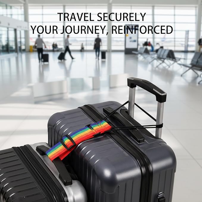 Luggage Straps for Suitcase, 5-Pack Adjustable Travel Straps for Multiple Bags, Durable Elastic Connector Straps for Airport Consolidation and Hands-Free Transport