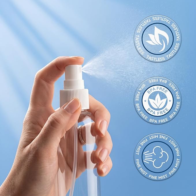 TRENDBOX 4oz Travel Size Spray Bottles, 12 Pack Fine Mist Small Empty Plastic Spray Bottle, Leak Proof BPA-Free Travel Essentials Cosmetic Containers