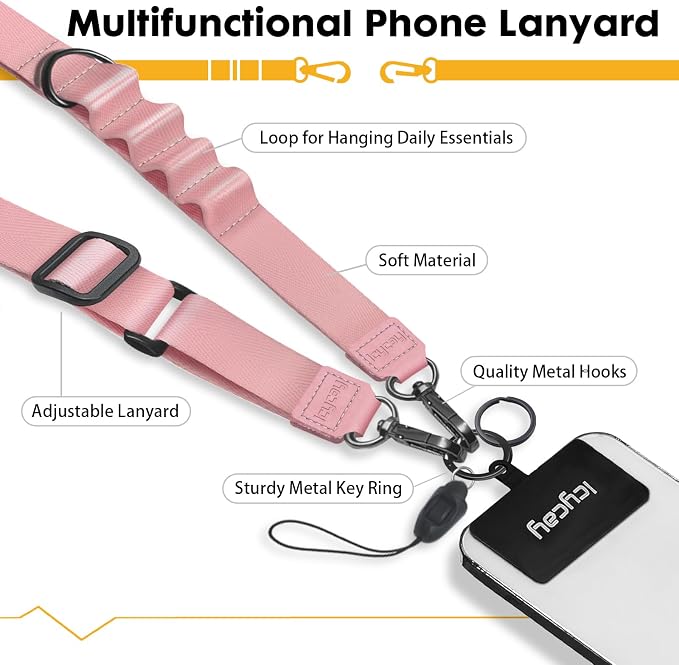 Icycay Phone Lanyard Crossbody, Cell Phone Strap for Around The Neck Adjustable, Cute Lanyard for ID Holder Keys Accessories Travel Essential Women