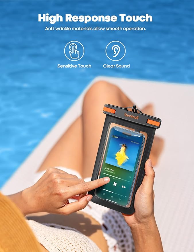 Lamicall Large Size Waterproof Phone Pouch Case - [ Big Case Friendly ] for Galaxy S25 Ultra, S22 23 S24 Ultra with Case, for iPhone 17 16 15 14 13 Pro Max, Swimming Equipment Bags for 7.5"
