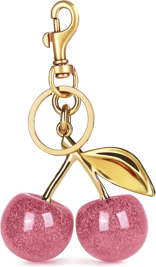 OVRUNS Cherry Bag Charm Cute Cherry Accessories Sparkling Purse Charms for Women