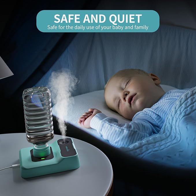 Portable Humidifier - Small Air Humidifiers for Bedroom, Plants, Office, Travel - Cool Mist Humidifiers, Color-Changing Accent Light, 2 Mist Settings