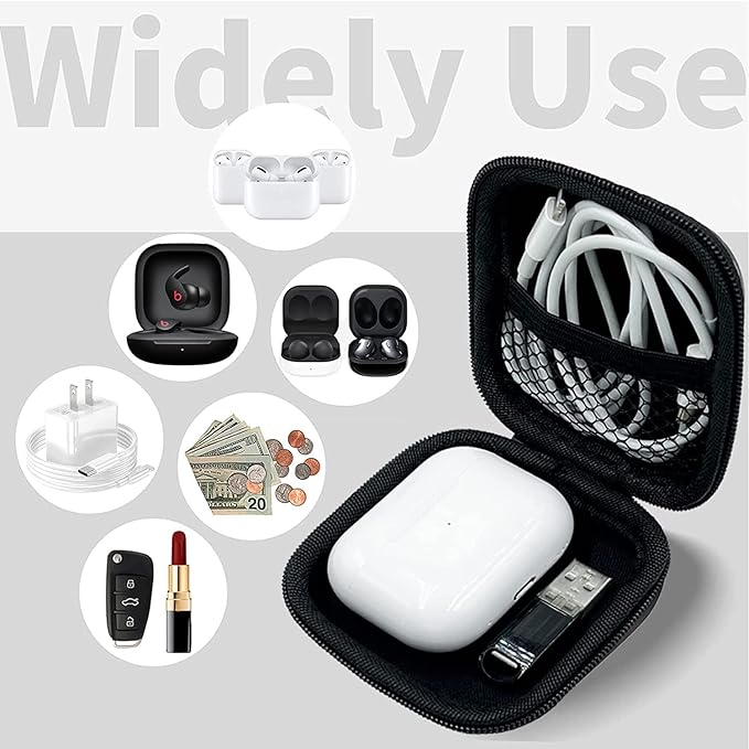 Earbud Case Headphone Organizer Ear Bud Case Portable EVA Carrying Box Storage Bag with Carabiner for AirPods Beats Bose Galaxy Buds 4/3/FE Data Cable Storage (Cow)