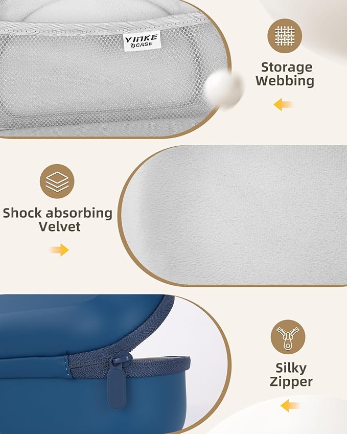 Hard Case for Beats Solo 4/Solo 3/Studio Pro/Studio3 On-Ear Headphones, Universal Portable Travel Organizer Bag with Honeycomb Lid Protection (Blue)