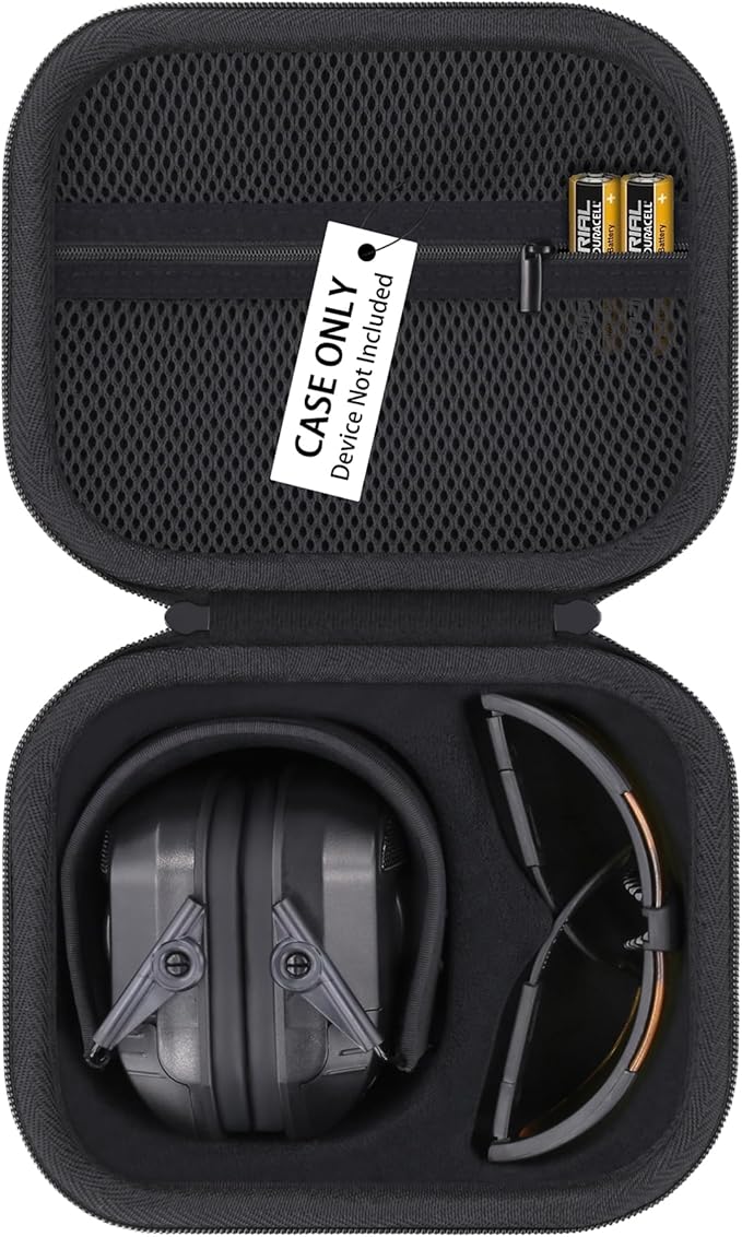 Hard Carrying Case for Walker's Razor Slim/Howard Leight Honeywell Impact Sport/Prohear 016 066 Earmuffs, Shockproof EVA Protective Storage Travel Case with Mesh Pocket, Portable Organizer