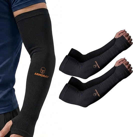 ARMORAY Arm Sleeves for Men and Women - UV Sun Protection Cooling Compression - Tattoo Cover Up Sleeve for Daily Wear & Work
