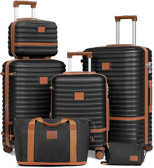 Joyway Luggage Set 3 Piece Suitcase Sets with Spinner Wheel,Hardside Expandable Travel Laggage with TSA Lock (Black