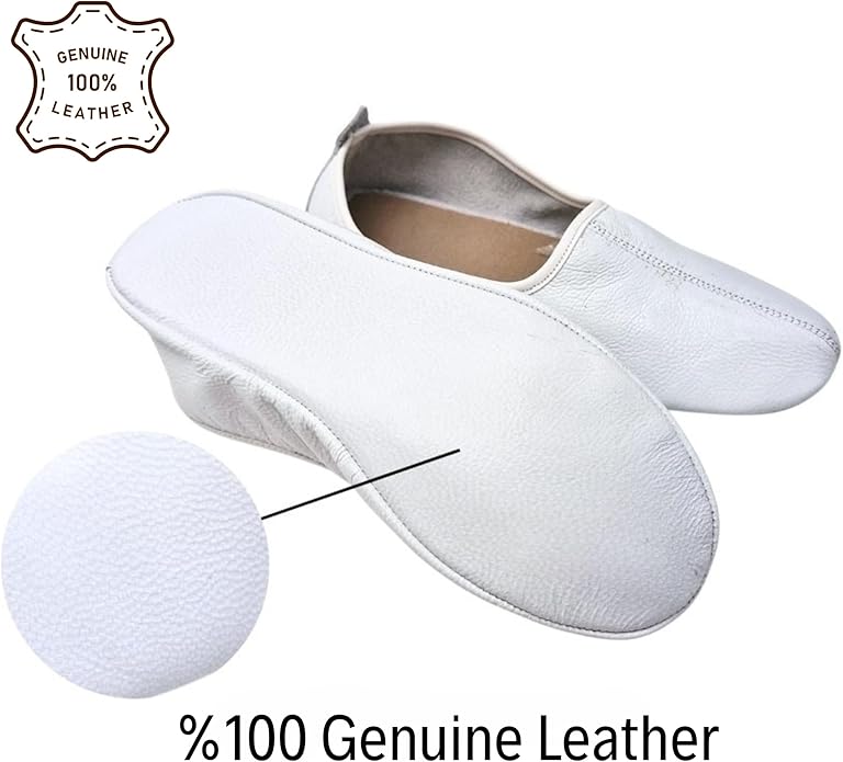 Womens Indoor Leather Slippers Traditional Babouche House Shoes Barefoot Moccasin