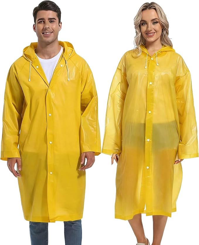2PCS Rain Ponchos for Adults Reusable Rain Coats for Adults Rain Jackets Raincoats for Men Women