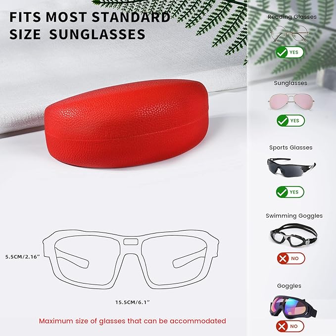 molshine Hard Shell Sunglasses Case,Classic Large Glasses Case for Sunglass,Eyeglasses with Cleaning Cloth,Pouch