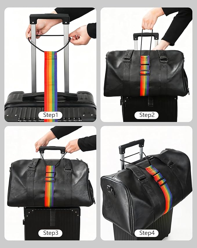 Luggage Connector Straps for Suitcase, Adjustable Travel Belt for Carry On Bag, Backpack, Accessories, Thickened Elastic Add A Bag Bungee Strap, 2 Pack