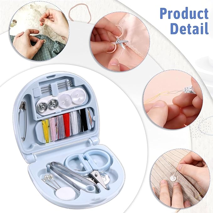 EupHHonycs 10 Pieces Mini Travel Sewing Kit Portable Travel Sewing Box Kit Portable Small Emergency Sewing Tool with Needle and Thread Scissors for Beginner Traveler Hotel Charity Homeless
