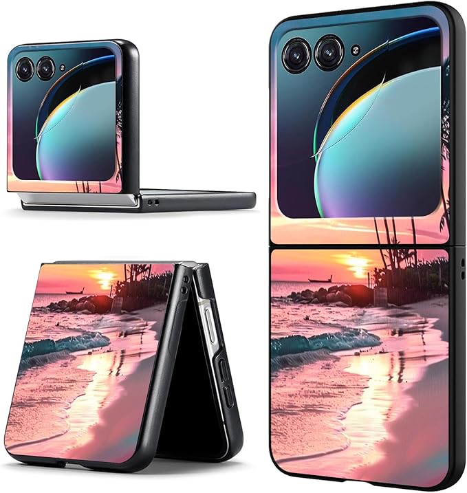 for Motorola Razr 2025 Case,for Moto Razr 60 Phone Case Cute Slim Hard PC Ultra-Thin Anti-Scratches Shockproof Protective Phone Cover,See Beach Sunset