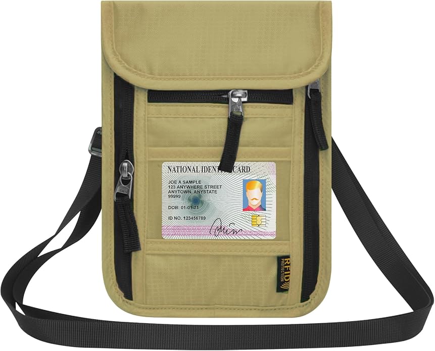HOTEMIA Neck Wallet for Travel,Passport Holder Neck Pouch for Men Women with Adjustable Neck Strap and RFID Blocking