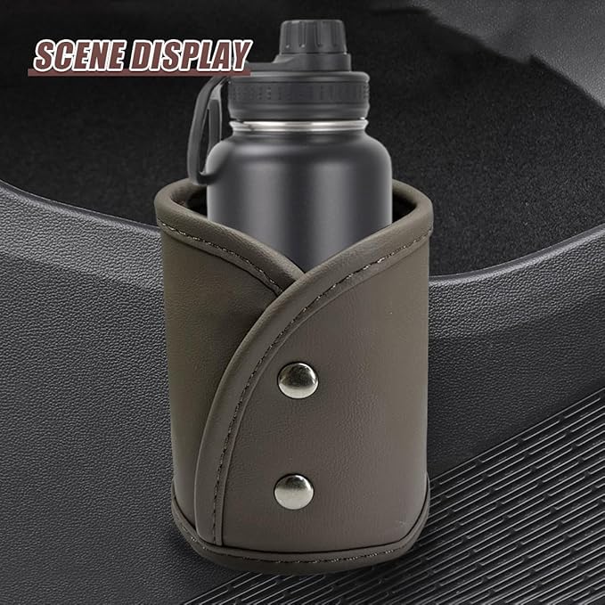 YoRise Car Door Cup Holder, Scratch-Resistant Clip-On Leather Auto Seat Side Water Bottle Holder, Universal Vehicle Interior Hanging Storage Organizer Accessories for Truck Sedan SUV (Brown)