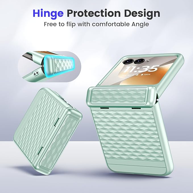 VEGO for Motorola Razr 2026/2025/2024 Case[Compatible with MagSafe],Magnetic for Moto Razr 2026 Case[Hinge Protection & Built-in Screen Protector] Drop Protection Phone Case -Mint Green