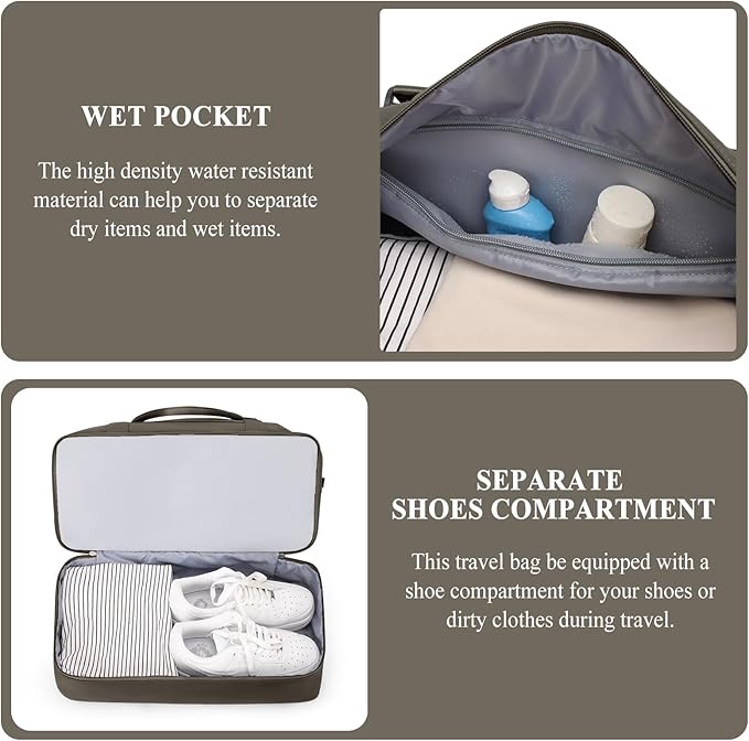 Weekender Bags for Women,Personal Item Travel Bag with Shoes Compartment,Overnight Travel Duffel Bag with Toiletry Bag