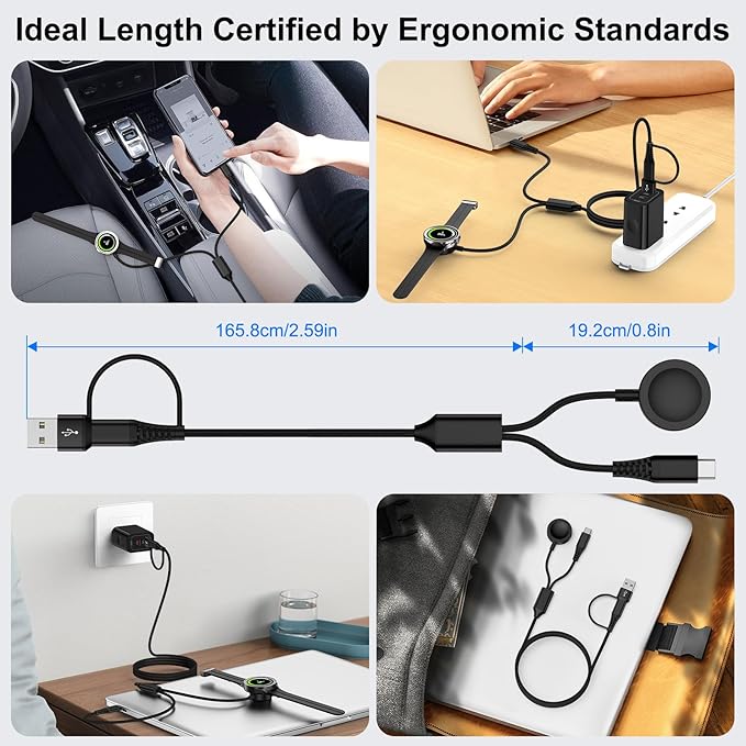 for Samsung Watch Charger Fast Charging Compatible Galaxy Watch 8/8 Classic/7/Ultra/6/5 Pro/5/4,2 in 2 USB C/A Samsung Phone Charger 6ft with 20W Dual Charging Block for Galaxy A17/A36/A56/S25 Ultra