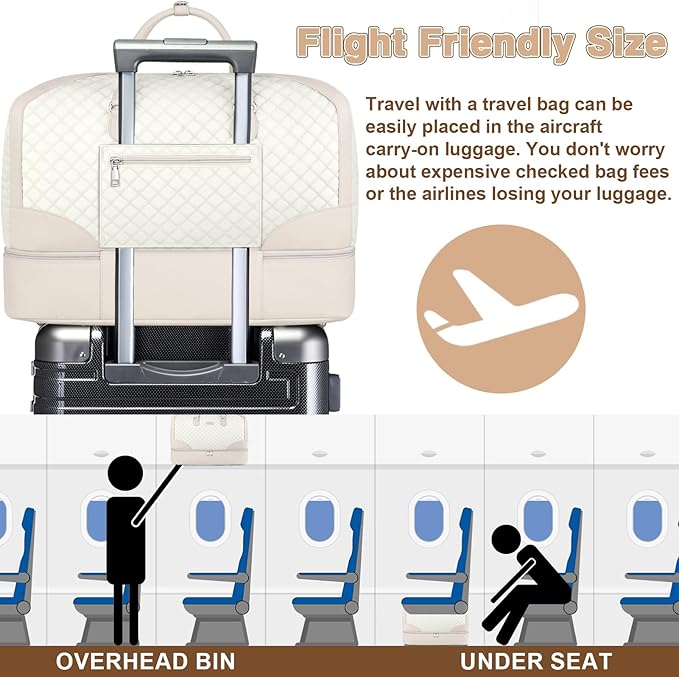 ITIEZY Weekender Overnight Bag for Women - Large Travel Duffel Bag with Shoe Compartment, Gym Duffel Bag Hospital Bag Carry On Tote Bags for Airplanes with Crossbody Bag Toiletry Bag 3Pcs Set