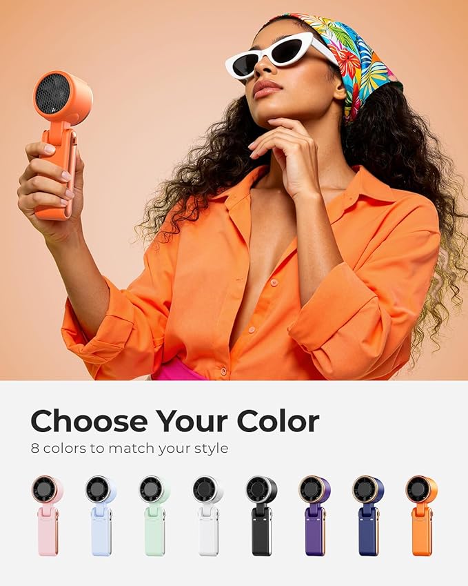 Portable Handheld Turbo Fan - 5 Gear High Speed 4000mAh Rechargeable Mini Personal Hand Fan Blow Cold Air, Battery Operated Travel Essentials, Gifts for Women, Men (Cosmic Orange)