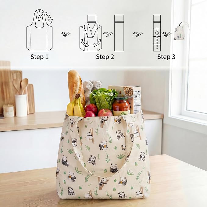 Stelle Lightweight Reusable Grocery Bag with Handles Ripstop Nylon Foldable Tote Shopping Bags for Travel and Groceries