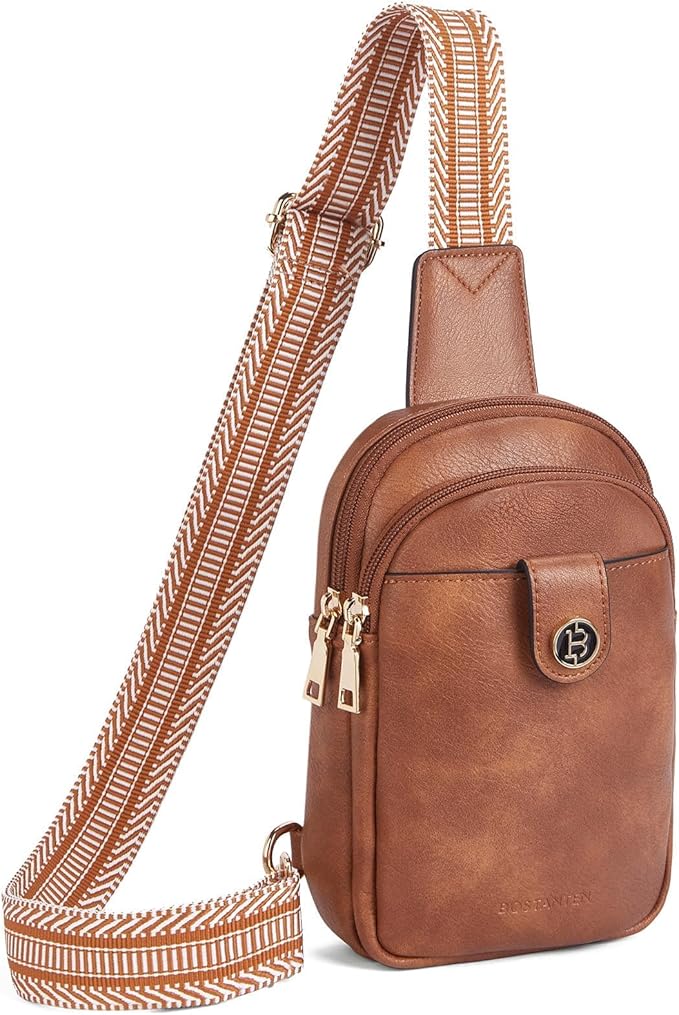 BOSTANTEN Sling Bag Crossbody Bags for Women Trendy Crossbody Purse Leather Chest Bag