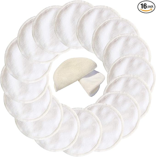 16 Pack Reusable Makeup Remover Pads with Laundry Bag - 2 Layers 3.15inch Cotton Rounds Pads, Washable Facial Cleansing Cloths Eye Makeup Remove Face Wipe (Chemical Free Velour)