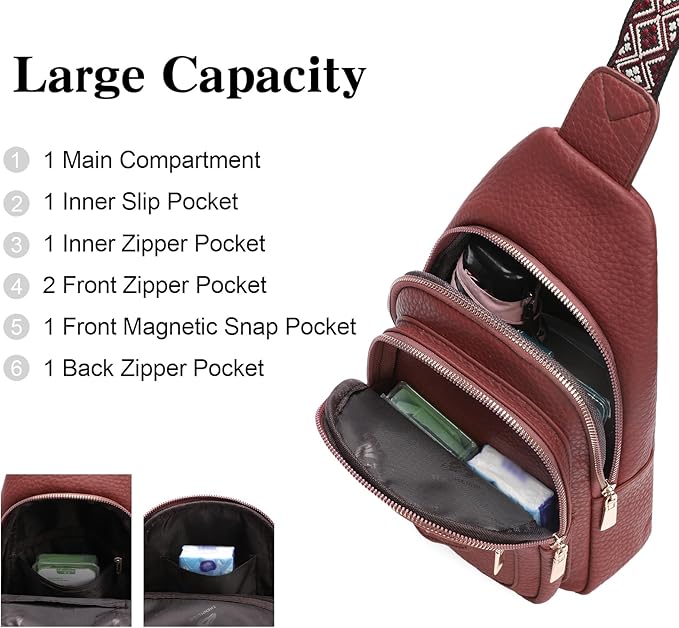 GAEKEAO Sling Bag Crossbody Bags for Women Vegan Leather Fanny Pack Chest Travel Anti Theft Purse Shoulder Bag handbags Gifts